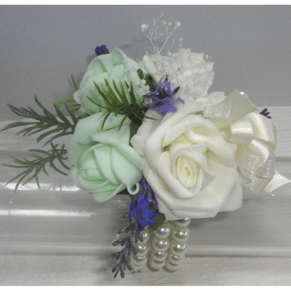 Mint, Lavender & Ivory Wrist Corsage